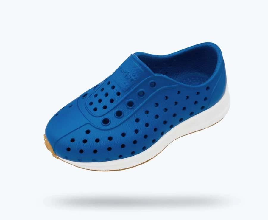 Native Shoes Robbie Sugarlite Child Girls Sneakers in Victoria Blue/Shell White/Mash Speckle Rubber