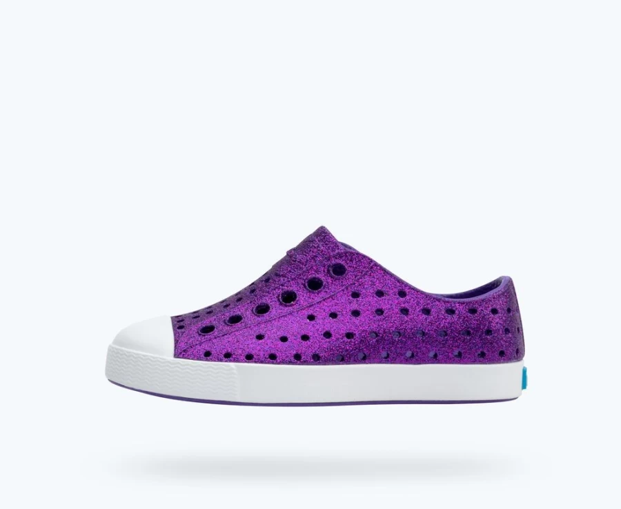 Native Shoes Jefferson Bling Child Girls Sneakers in Starfish Bling/Shell White