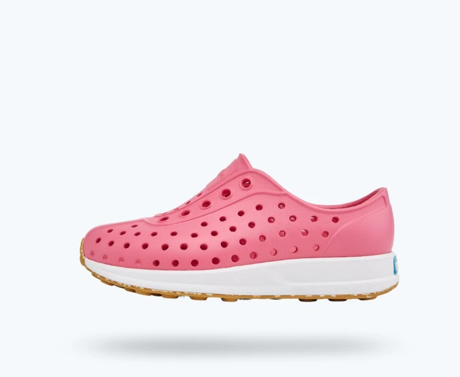 Native Shoes Robbie Sugarlite Sneakers for Girls - Hollywood Pink, Shell White & Mash Speckle Rubber