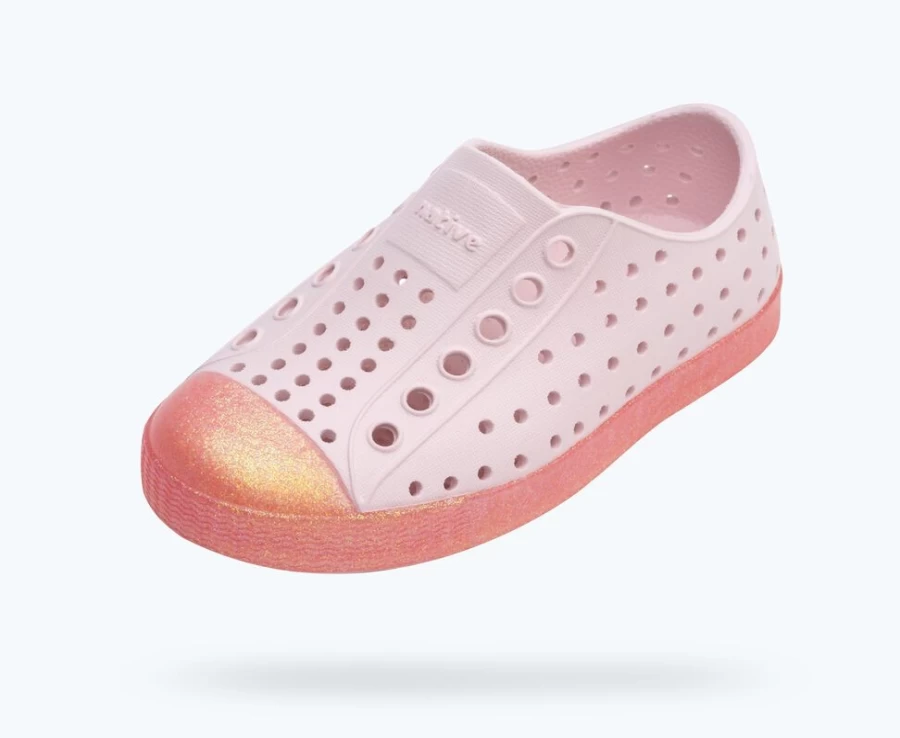 Native Shoes Jefferson Bling Child Girls Sneakers in Milk Pink/Princess Bling